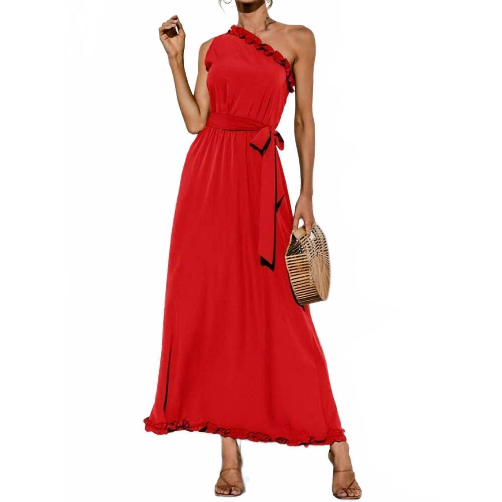 NEW ESLEY COLLECTION date night one shoulder dress in red